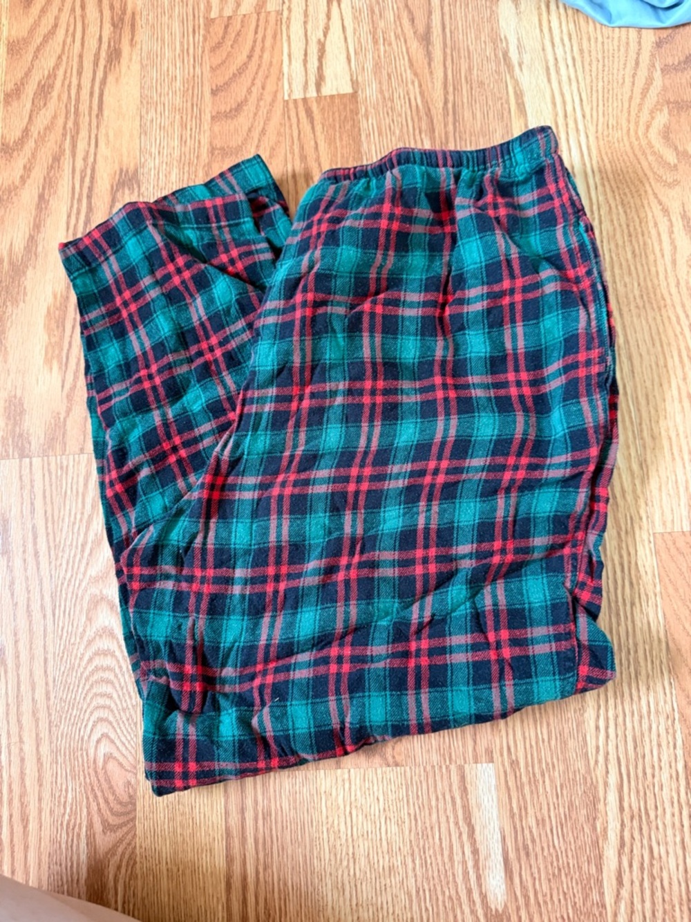 Green and Red Plaid Flannel Pants